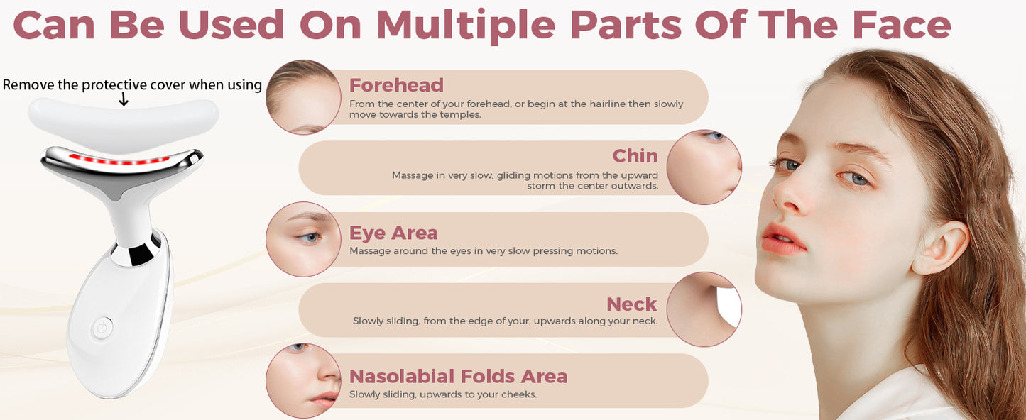 Red Light Therapy for Face, 7 Color LED Facial Light Therapy Wand for Skin Care at Home Blue Light Therapy Face Massager Tool for Neck (White