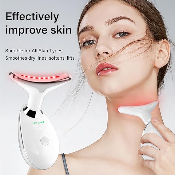 Red Light Therapy for Face, 7 Color LED Facial Light Therapy Wand for Skin Care at Home Blue Light Therapy Face Massager Tool for Neck (White
